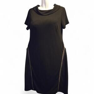 Muse Elegant Black Women's Dress‎ with Gold Zipper Detail